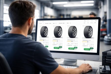 homme-dos-ecran-pneus-garage