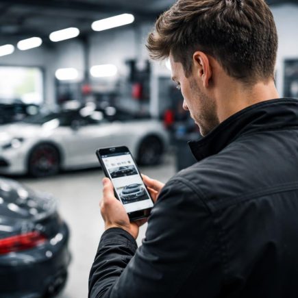 passionne-automobile-smartphone-garage-moderne