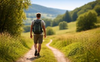 marcheur-sacados-sentier-campagne-verdoyant